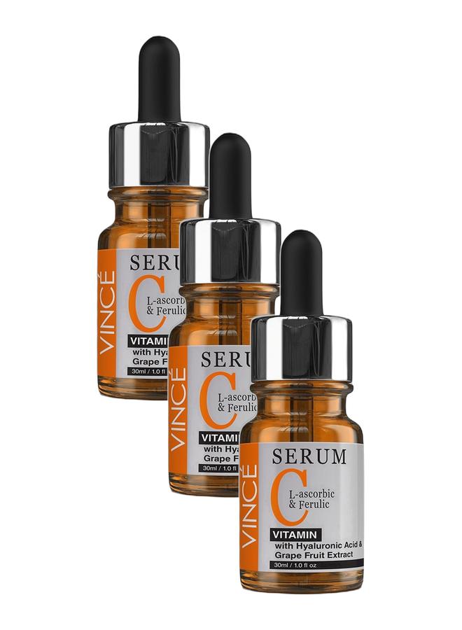 VINCE Vitamin C Serum Deal 3 – Advanced Brightening Formula – Reduces Dark Spots, Sun Damage & Hyperpigmentation, Evens Skin Tone, Smooths Texture & Boosts Youthful Glow – For All Skin Types, 30ml Each - Image 1